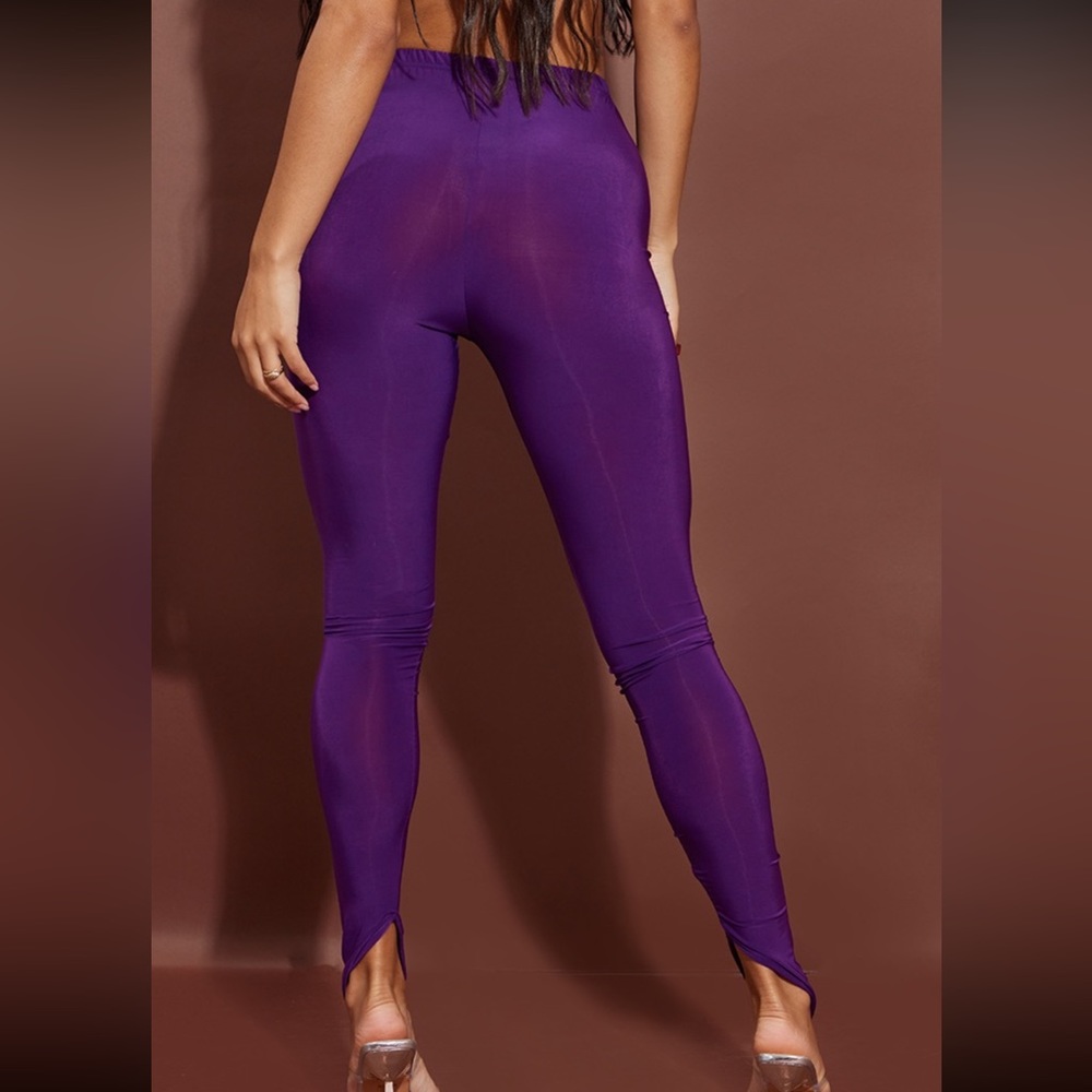 Purple silk leggings